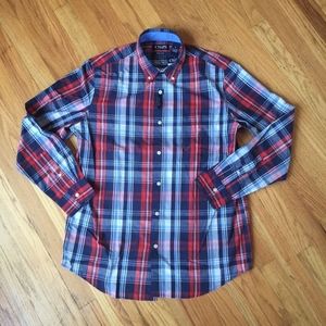 NWT Men's Chaps Plaid Red & Blue Button Down